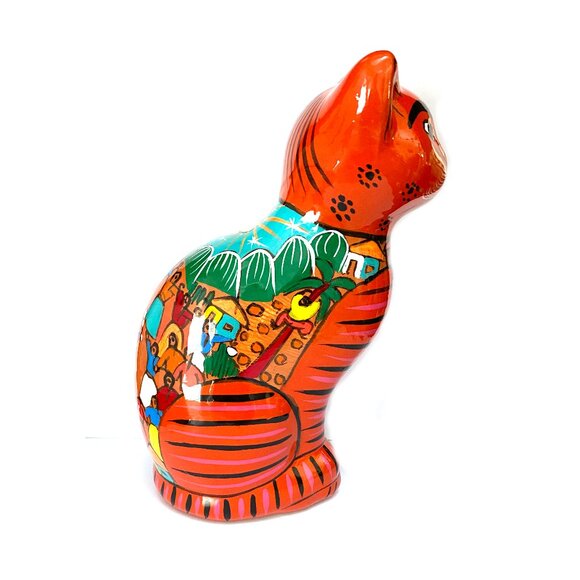 Mexican Hand Painted Folk Art Cat - Picture 4 of 8